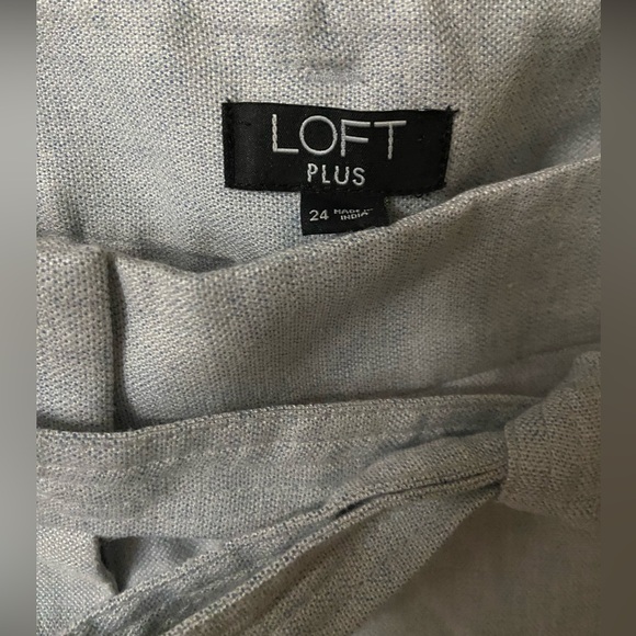 Loft Plus 24W Grey Linen Blend Tie Waist Pants - Picture 6 of 9